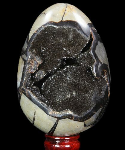 Septarian Dragon Egg Geode - Black Crystals #96732
